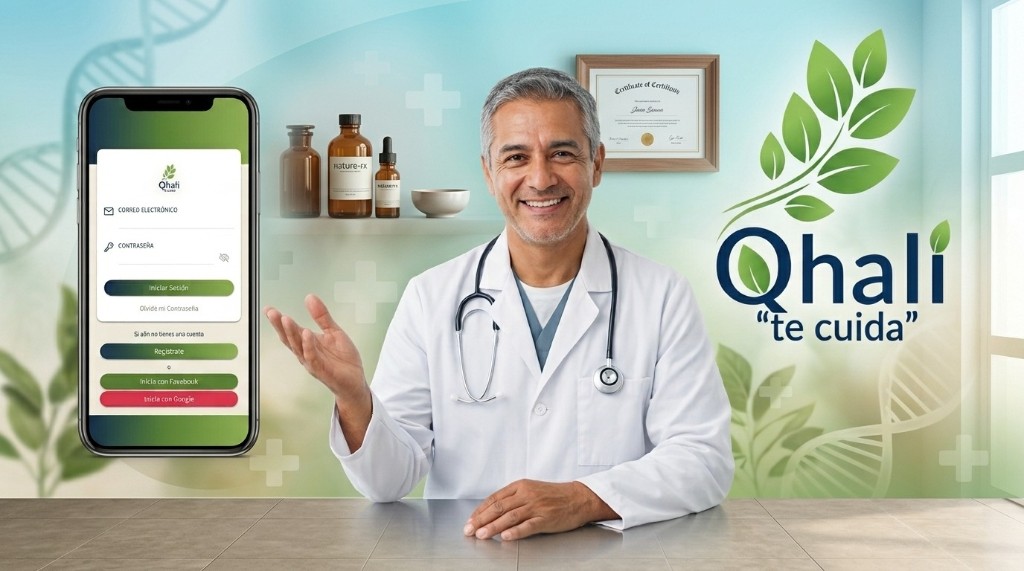 Médico presentando la app Qhali